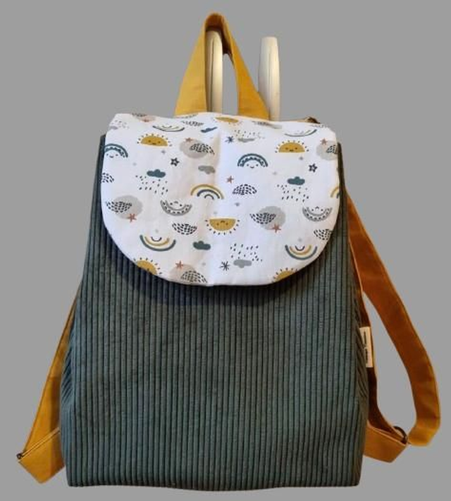 Sac à Dos personnalisable en velours côtelé et coton avec Bretelles Réglables