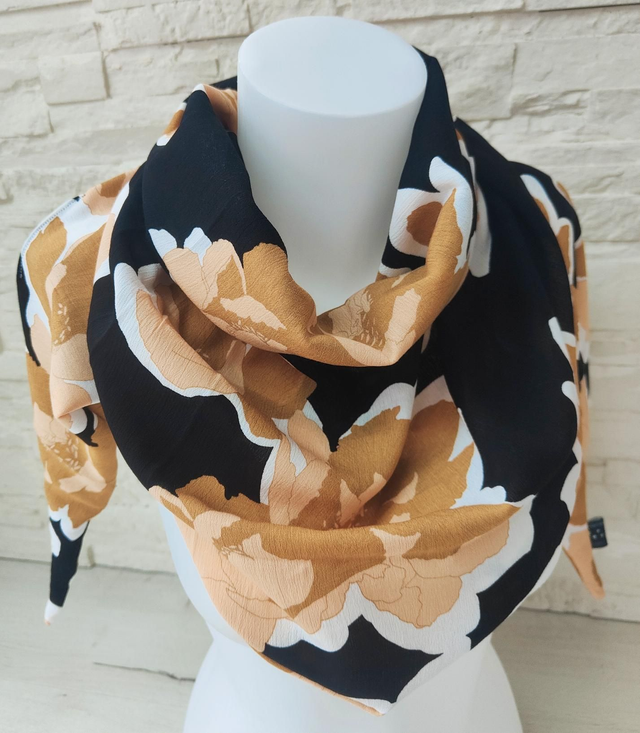 Chèche fluide et légère noir et Camel 