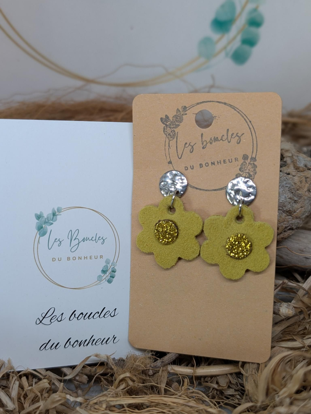Boucles d'oreilles fleur rétro m1105 vert