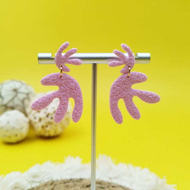 Boucles d&#039;oreilles &quot;Phycéa&quot; Rose pastel