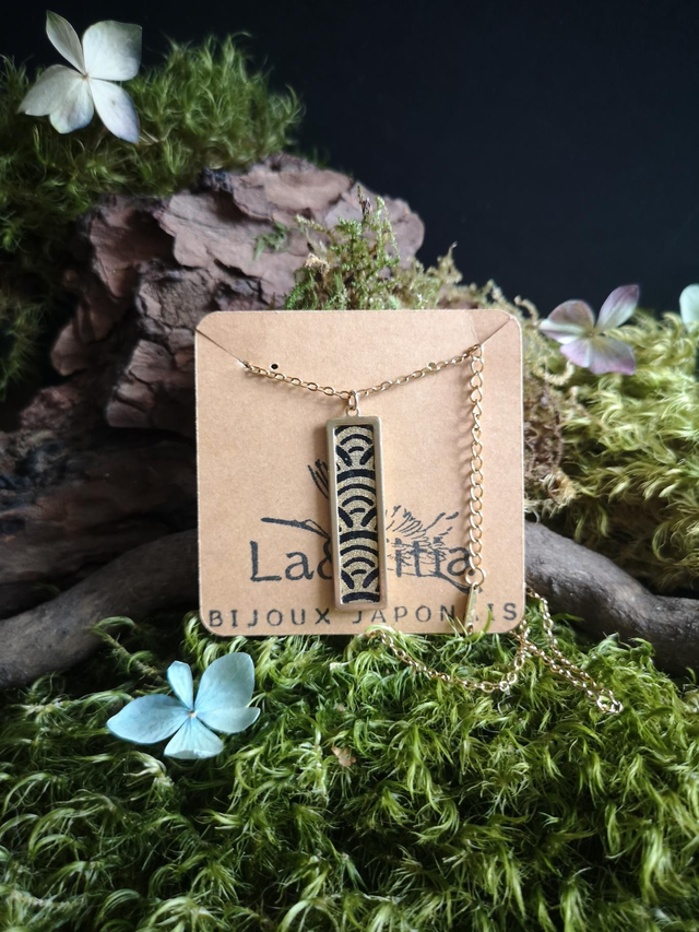 Collier - papier washi - vague - rectangle - chaîne - La&Titia 