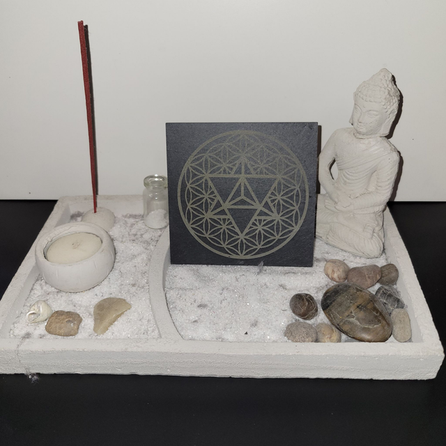 dessous de verre ardoise "fleur de vie merkaba"