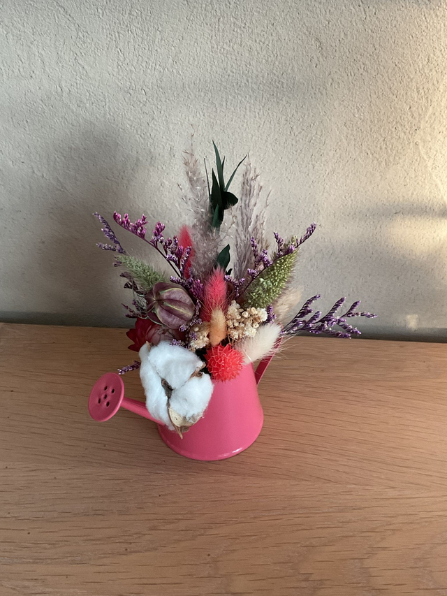 Mini arrosoir fleuri rose