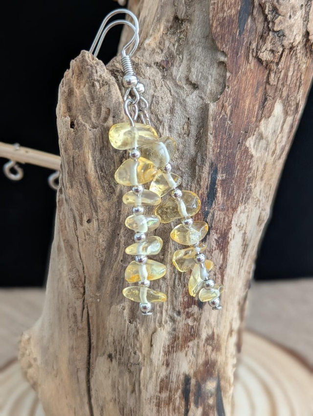 Boucles d'oreilles bohème Citrine argent S925 