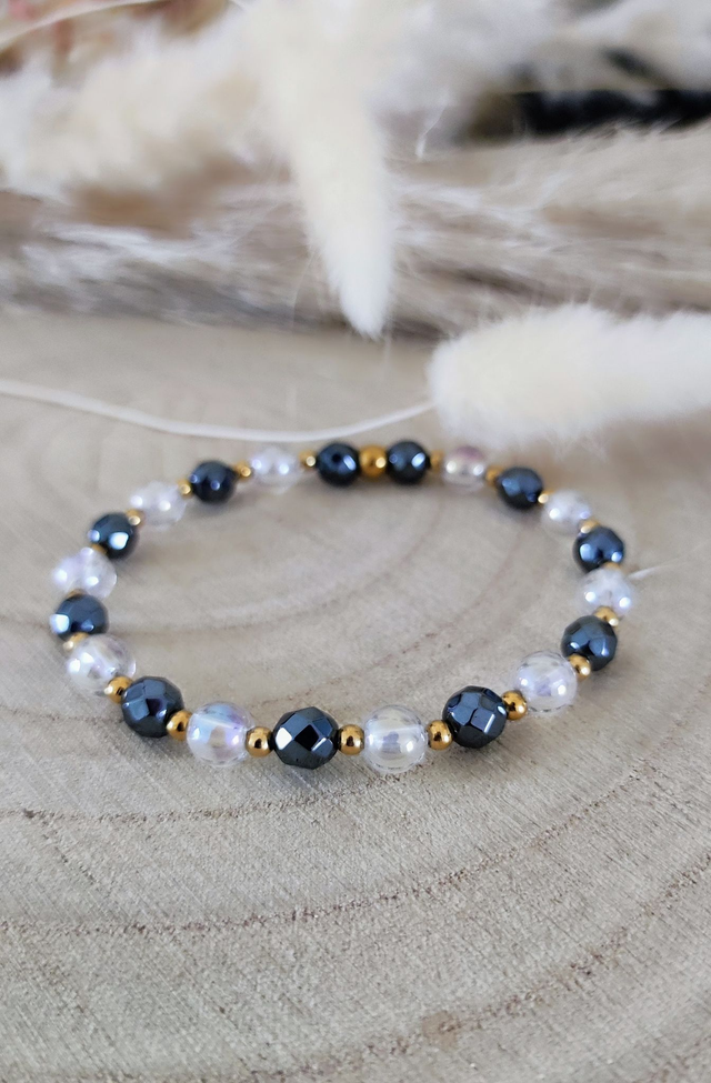 Bracelet "Confiance en soi" Hématite facettée