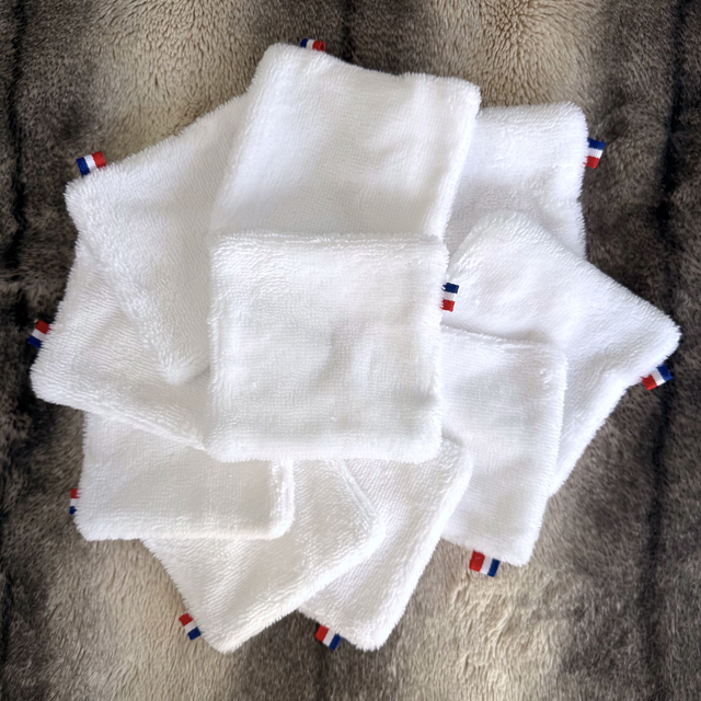 10 Lingettes démaquillantes Lavables - Double bambou - Blanc