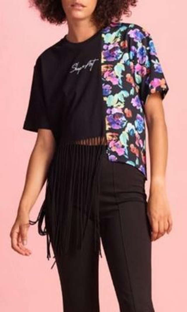 B16F0005 - SHOP ART T-Shirt mezza manica con frange