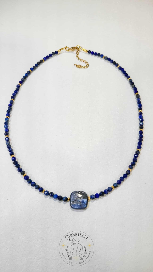 Collier Talisman Lapis-Lazuli & Apatite - Clarté et Communication