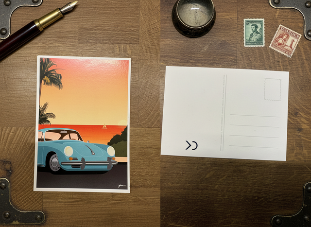 Carte postale 10x15 cm - Modèle Porsche 356