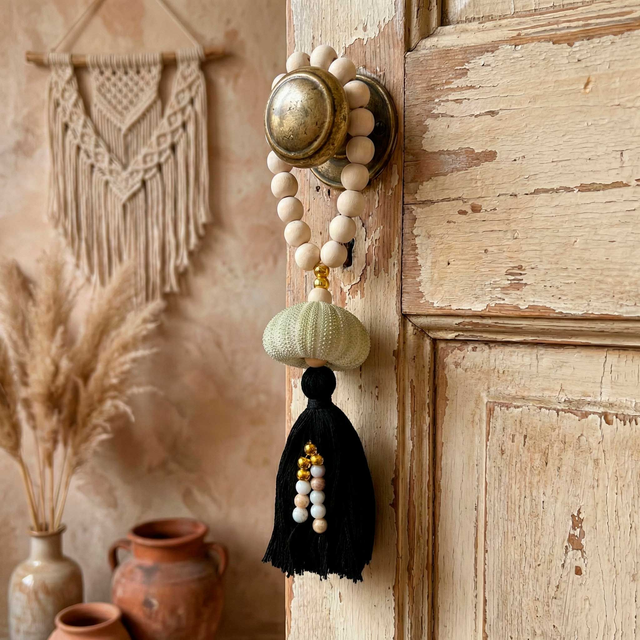 Colgante Decorativo "Brisa Marina" - Erizo de Mar y Madera