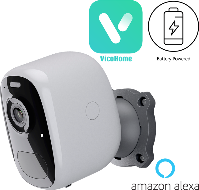 VicoHome CG122 3MP Outdoor WiFi Camera – Battery, PIR Sensor, Night Vision, LED, Alexa Ready
