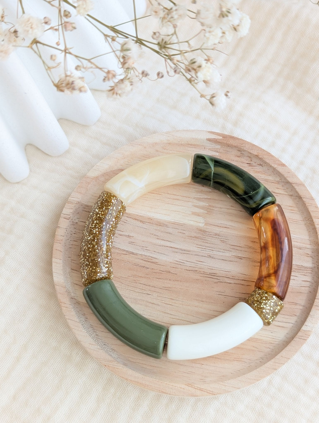 Bracelet jonc Mona vert mousse glitter