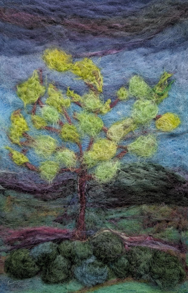 Moorland Tree Framed Needle Felted Picture 