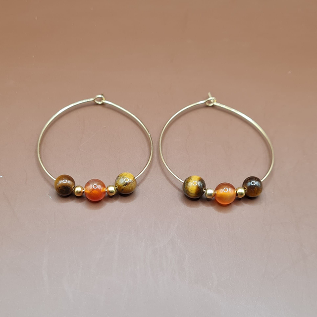 Créoles Cornaline - oeil de tigre