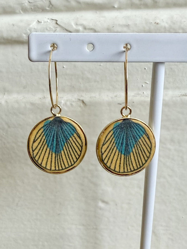 Boucles d'oreilles - CREOLES PLUMES - jaune et vert
