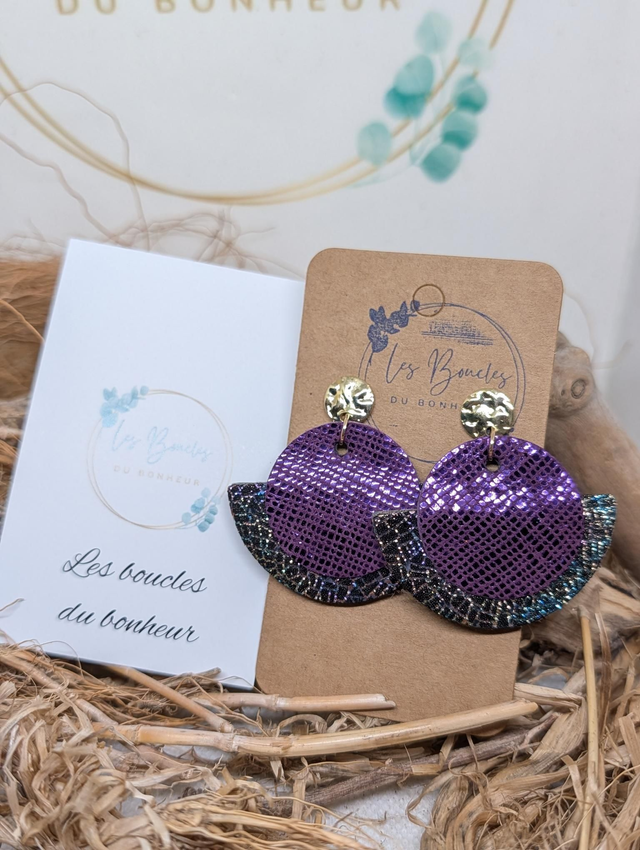 Boucles d'oreilles Dona violet holographique do101