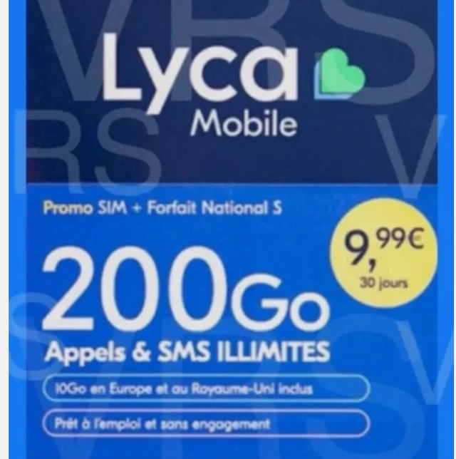 Carte SIM prépayé lyca 200Go