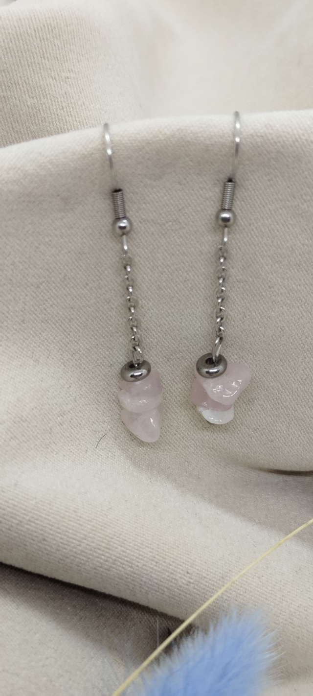 Boucles d'oreilles en pierres baroques naturelles (cristal de roche)