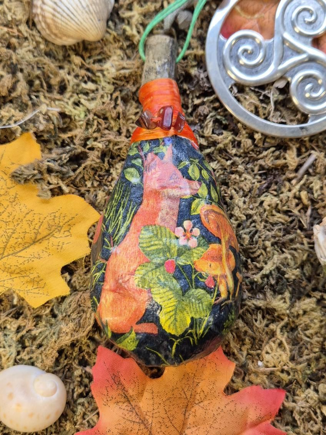 Fox and Owl Shamanic Necklace Rattle 