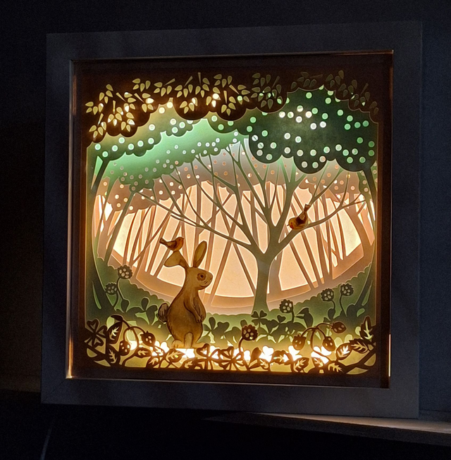 Shadow Box "Coniglio" con luce Led