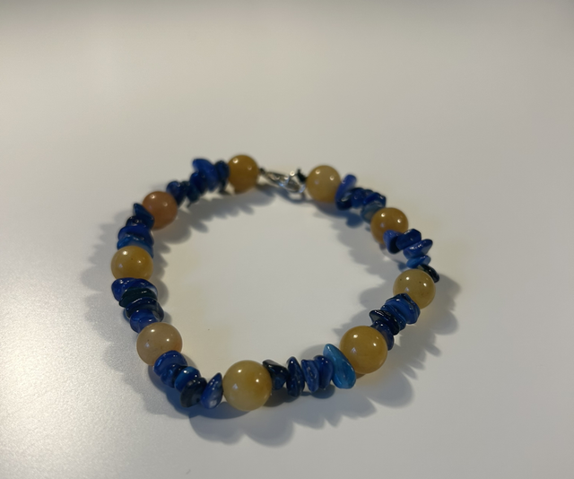 Blue Sodalite and old yellow jade circular bracelet