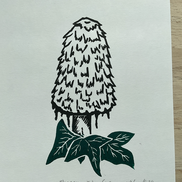 Shaggy Ink Cap Lino Print