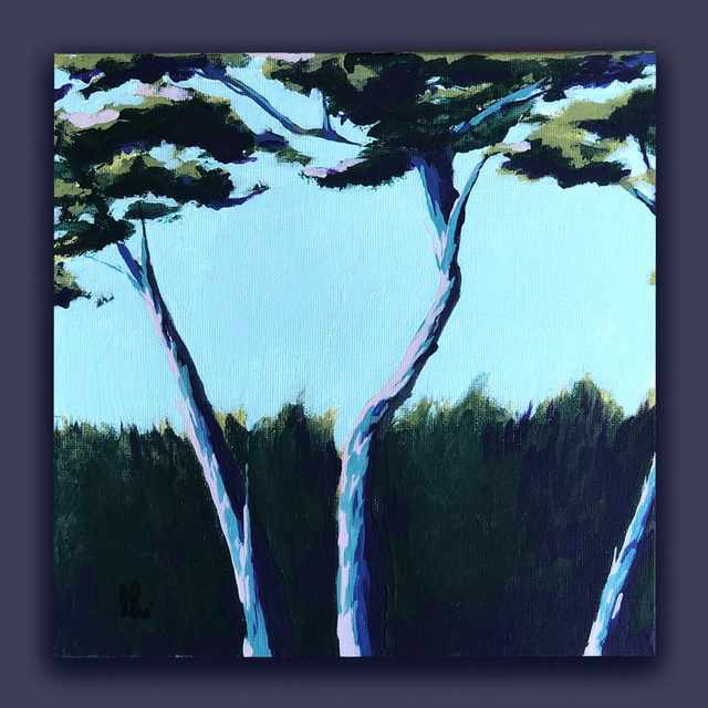 petit tableau les pins 1 20X20 