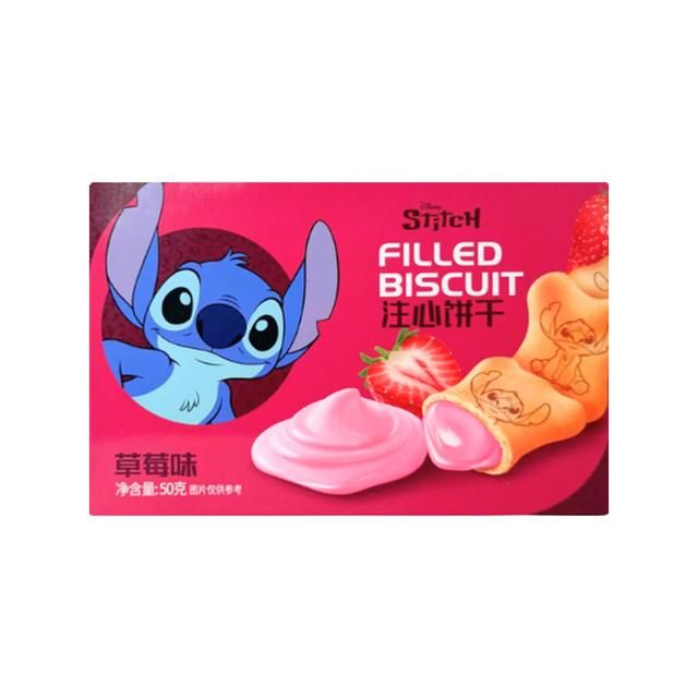 "Disney" Disney Stitch Filled Biscuit Strawberry Flavor 50g