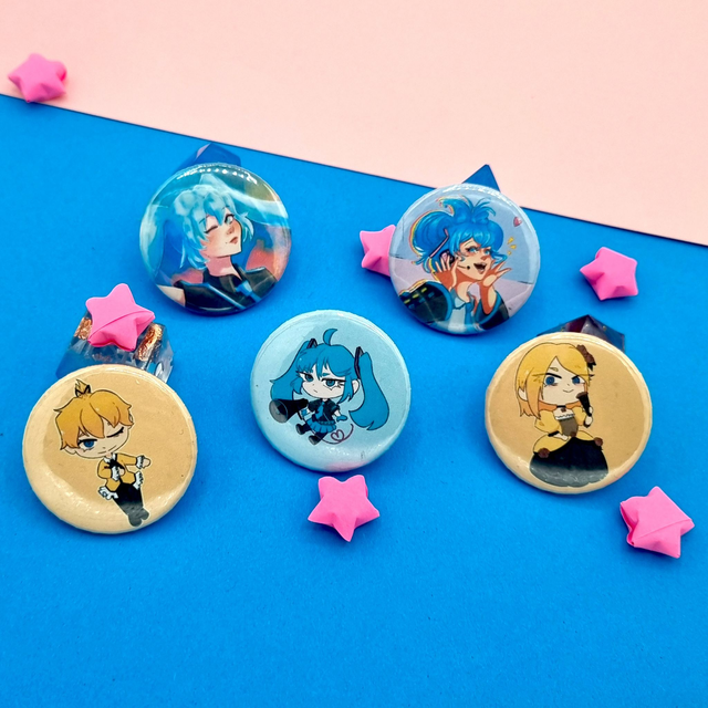 Vocaloid | Miku, Rin, Len (5pcs) | BUTTONS