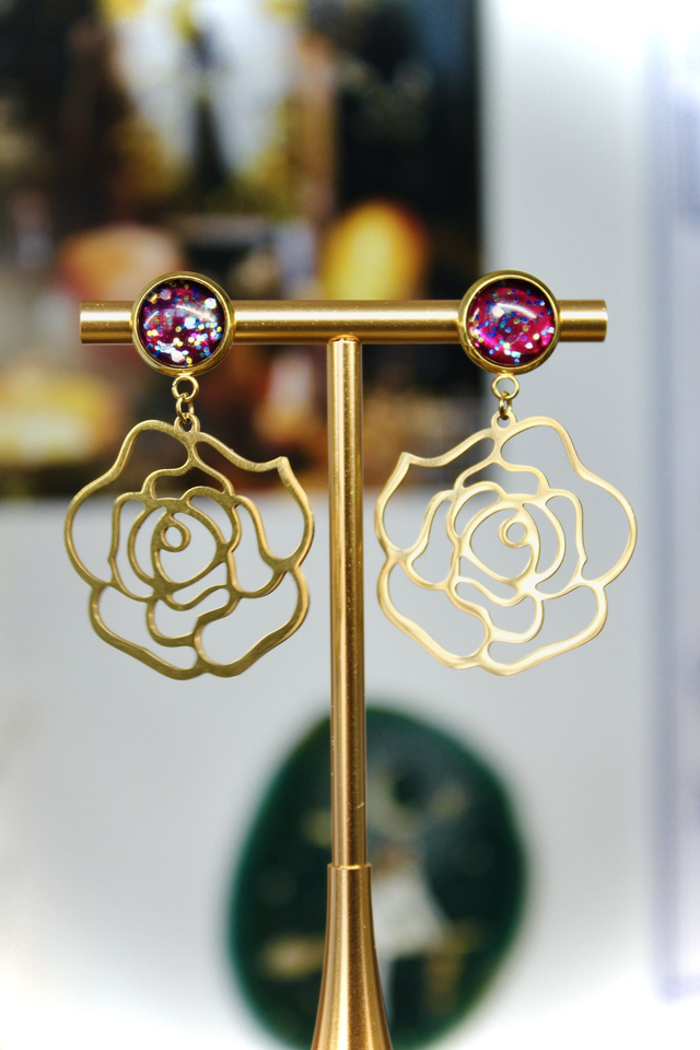 BO Roses dorées - Eclipse féerique (aubergine et paillettes multicolores)