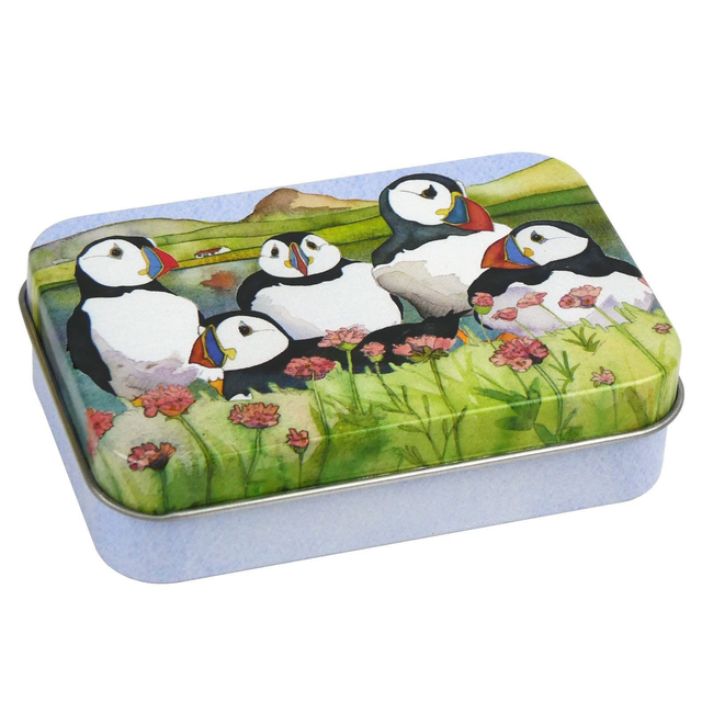 Mini rectangular Tin - Sea Thrift Puffins