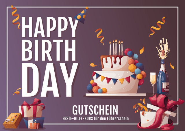 Gutschein : Motiv Geburtstag | Erste Hilfe Kurs inkl. Sehtest & Passbilder