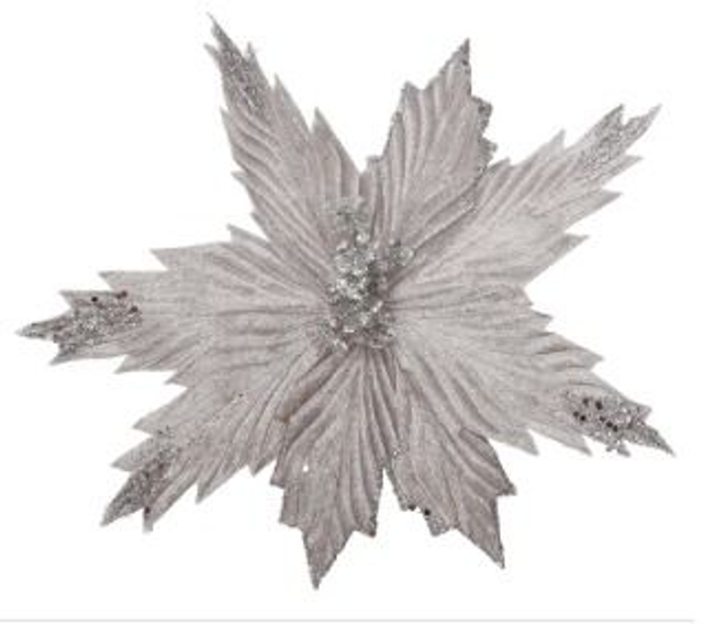 NATALE , STELLA  LUSSO CM 25 ARGENTO ADDOBBO 