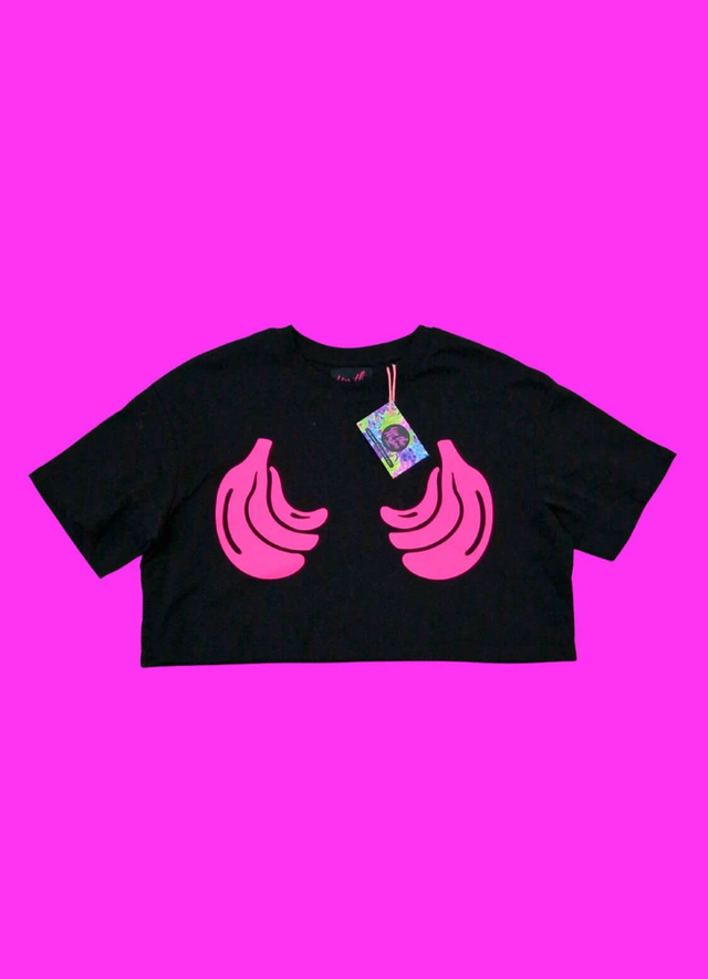 Banana Drama Cropped Tee, Pink