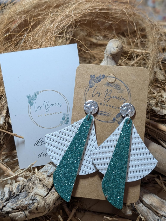 Boucles d'oreilles Georgia blanc turquoise ge024