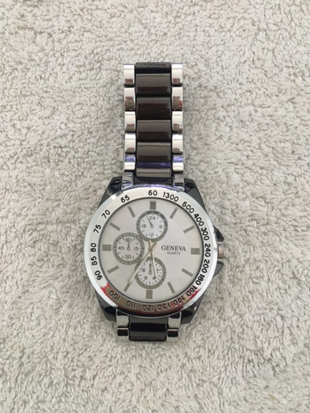 Geneva Satinless Steel Battery Watch