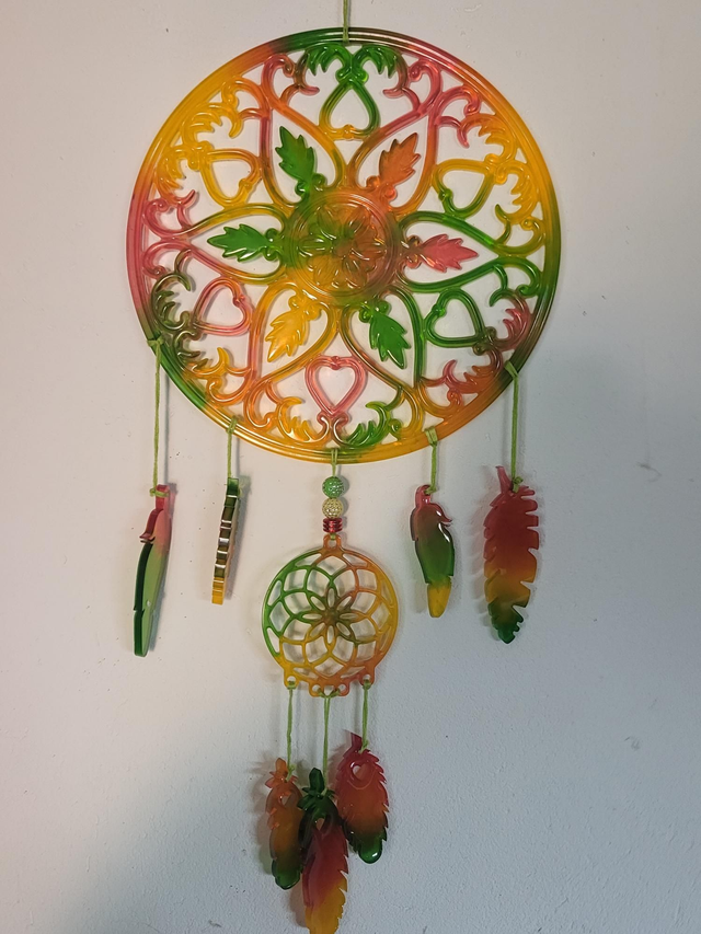 Attrape rêve vert jaune rouge