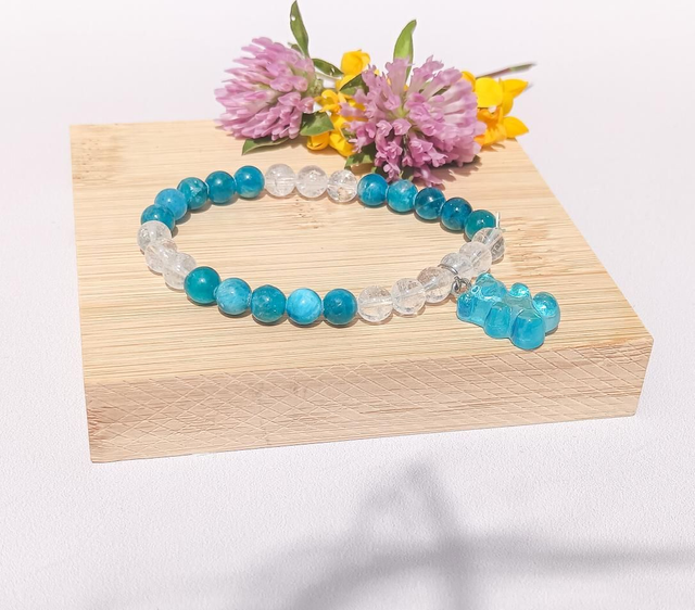 Bracelet Apatite Bleue & Cristal de Roche – Clarté & Expression