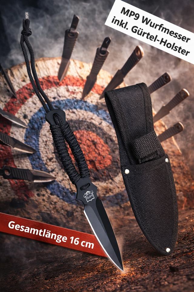 NEU MP9 16cm Wurfmesser Kunai für Sammler Sport Action Movie Film Serien Fans