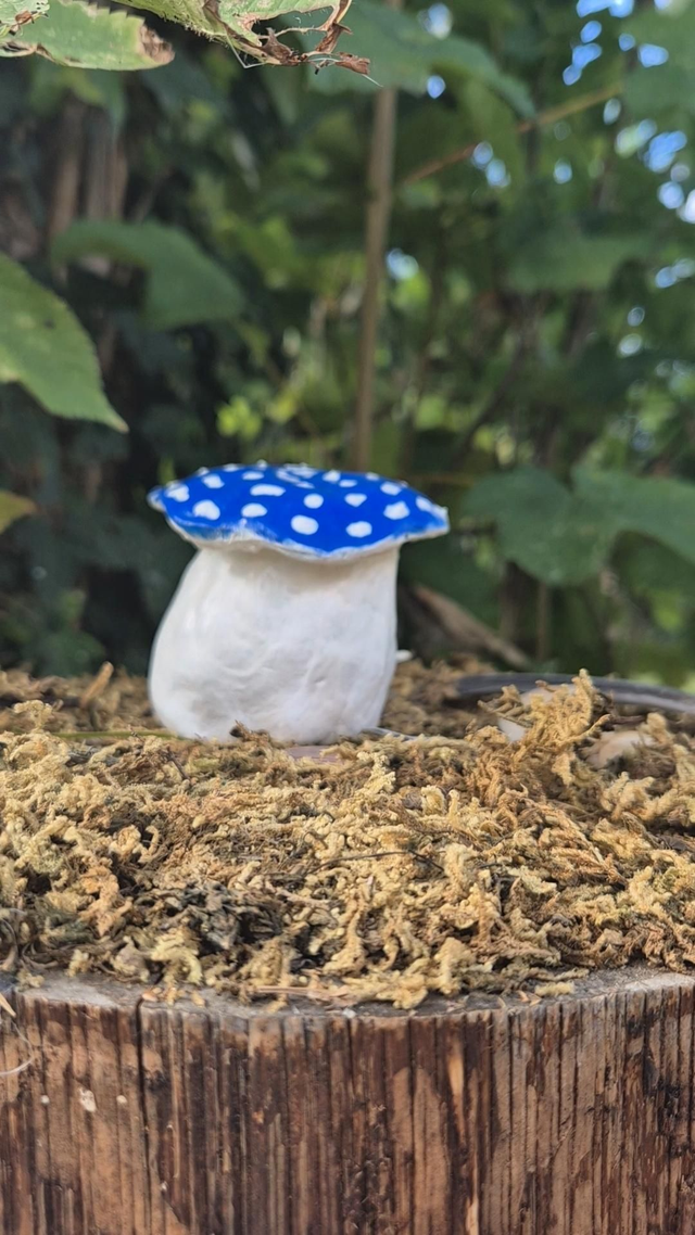 Blue Toadstool Clay Rattle