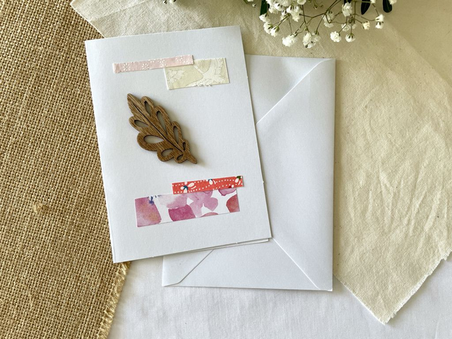 Carte thème nature motif feuille côté gauche