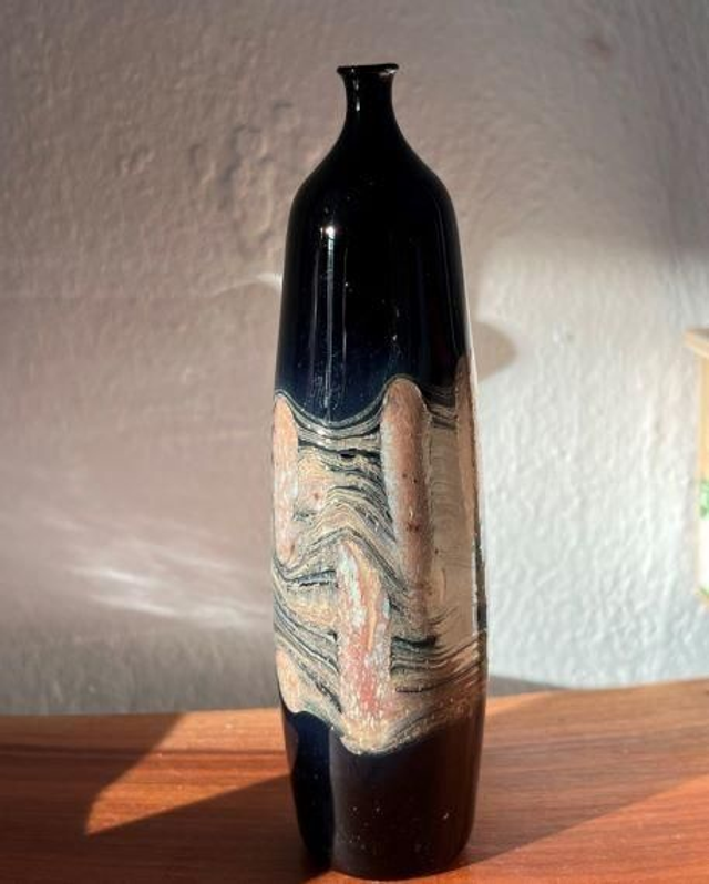 Persische Miniatur-Vase, mundgeblasen, 1980er Jahre, Höhe nur ca. 10 cm, Unikat