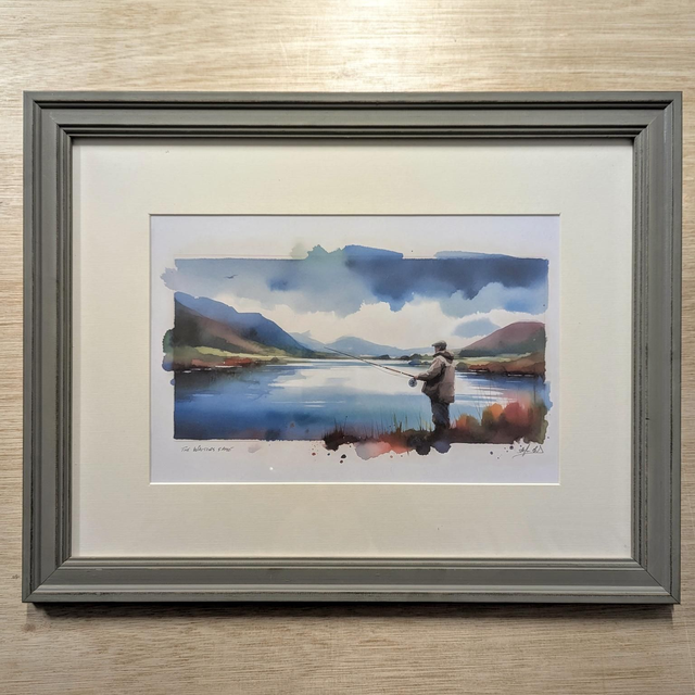 &#039;Fly fishing on the loch&#039; - Art print