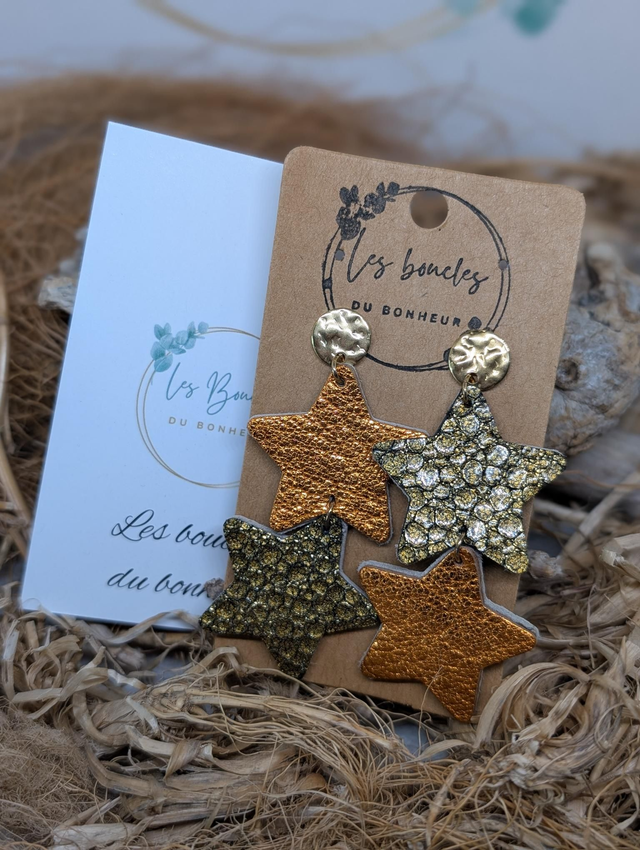 Boucles d&#039;oreilles Étoile orange cuivre ds003