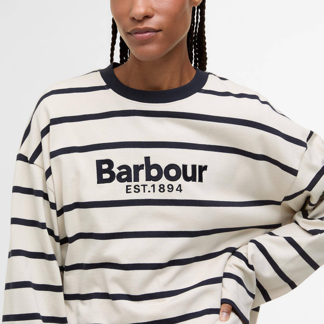 Barbour Maeve Top Ecru Dark Navy Stripe