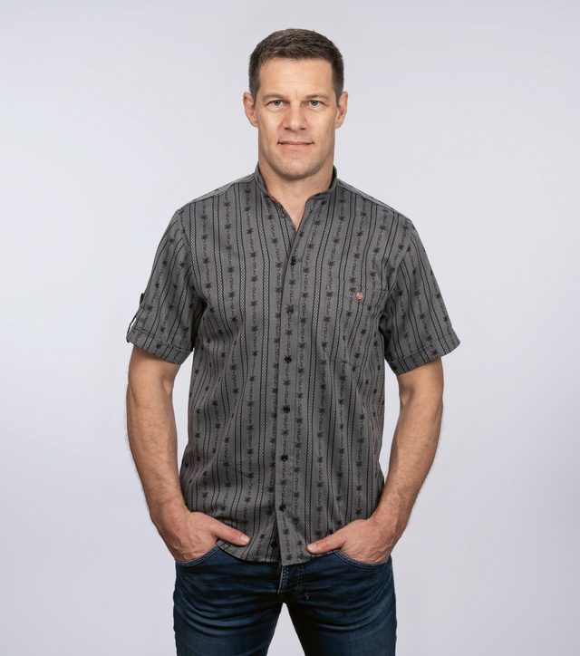 Cool Max Chemise sans Col M.C Anthracite