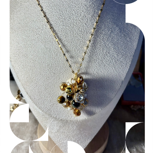 Collier perles Isis Marron