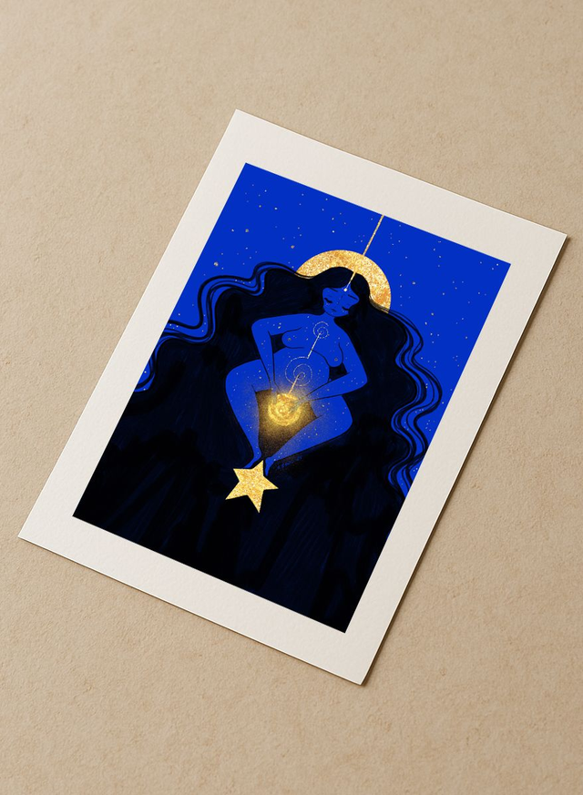 Celle qui fait naître la Lumière - Tirage d'art rehaussé de doré