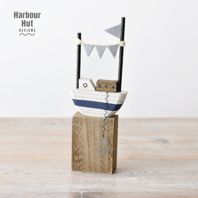 Wood Boat with Bunting