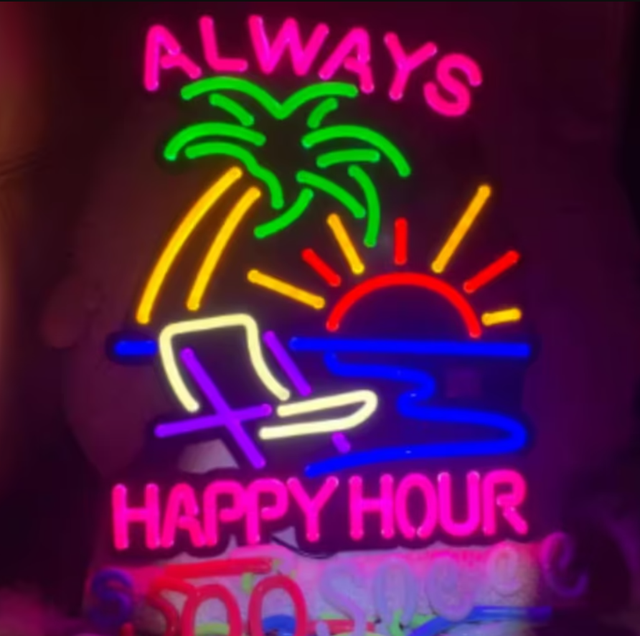 LED lamp neon stijl Always Happy Hour (38x30cm)